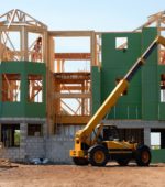 wood frame structure of a residential house under construction