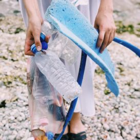 plastic trash collected from the ocean