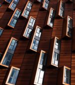 windows in a wooden building
