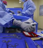 surgery tools laid out on a sterile tray