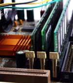 closeup of computer board parts