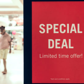 sales sign in shopping mall