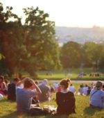 crowd in a public park